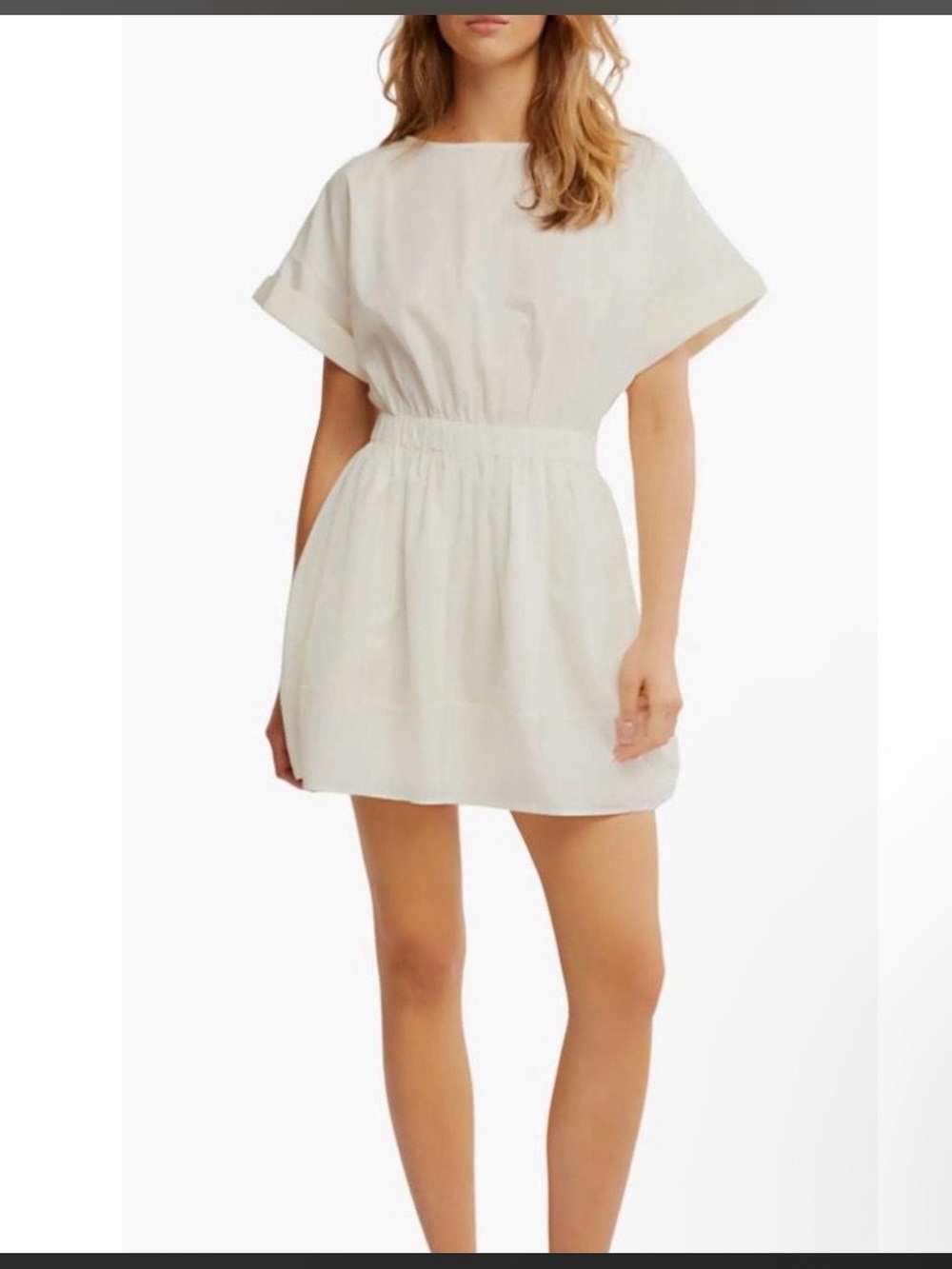 Free people Full Time Fun Cotton Poplin Minidress in white.sz large